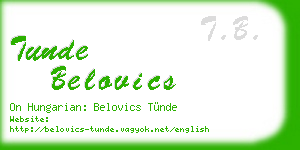 tunde belovics business card